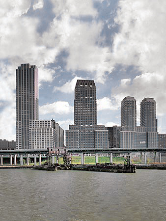 Robert Conrad: »Die einstigen Hauptumschlagplätze des New Yorker Personen- und Güterverkehrs im Stadium ihres Verschwindens: Letzte Ruinen vor dem neu fertig gestellten West Side Highway, USA, New York City«, Bild aus der Serie »Hudson River Piers, USA«